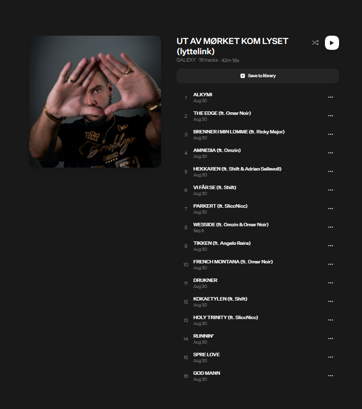 Ut av mørket kom lyset — albumcover